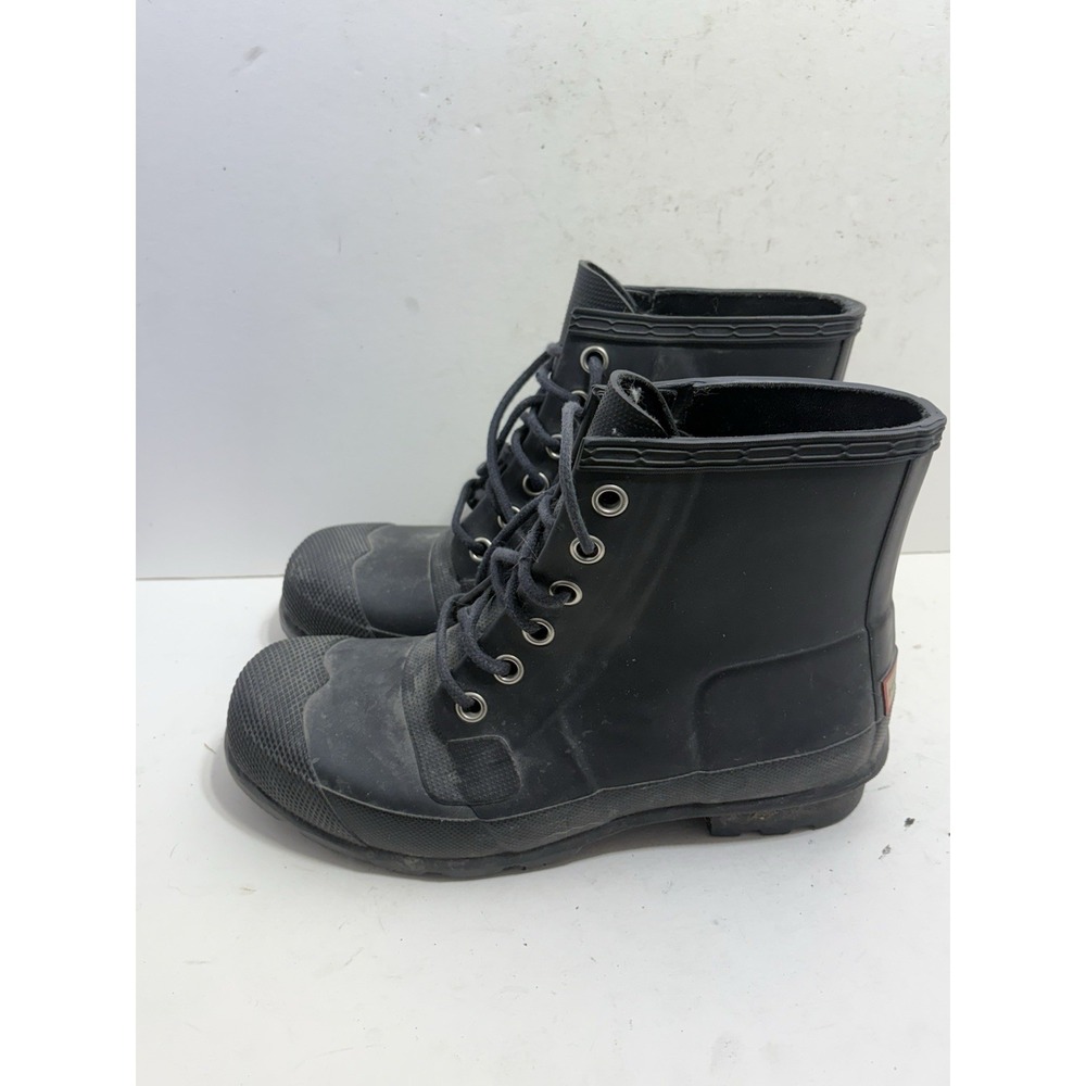 Rare Original Hunter Lace-Up Rain Boots in Black Men's 9